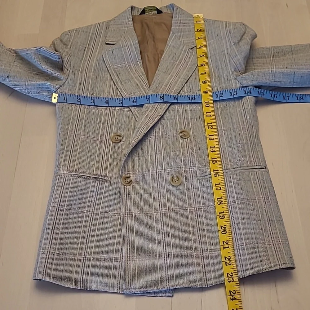 NWOT VTG Giovanni Bellini Grey Mutli Colored Plaid Wool 3/4 Sleeved Blazer - Picture 4 of 12